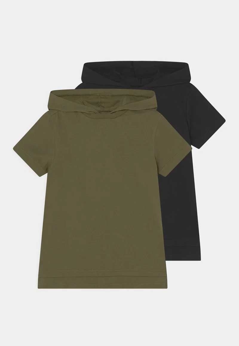 Friboo BOYS HOODED TEE 2 PACK - T-Shirt Print - Khaki/black, Kinder