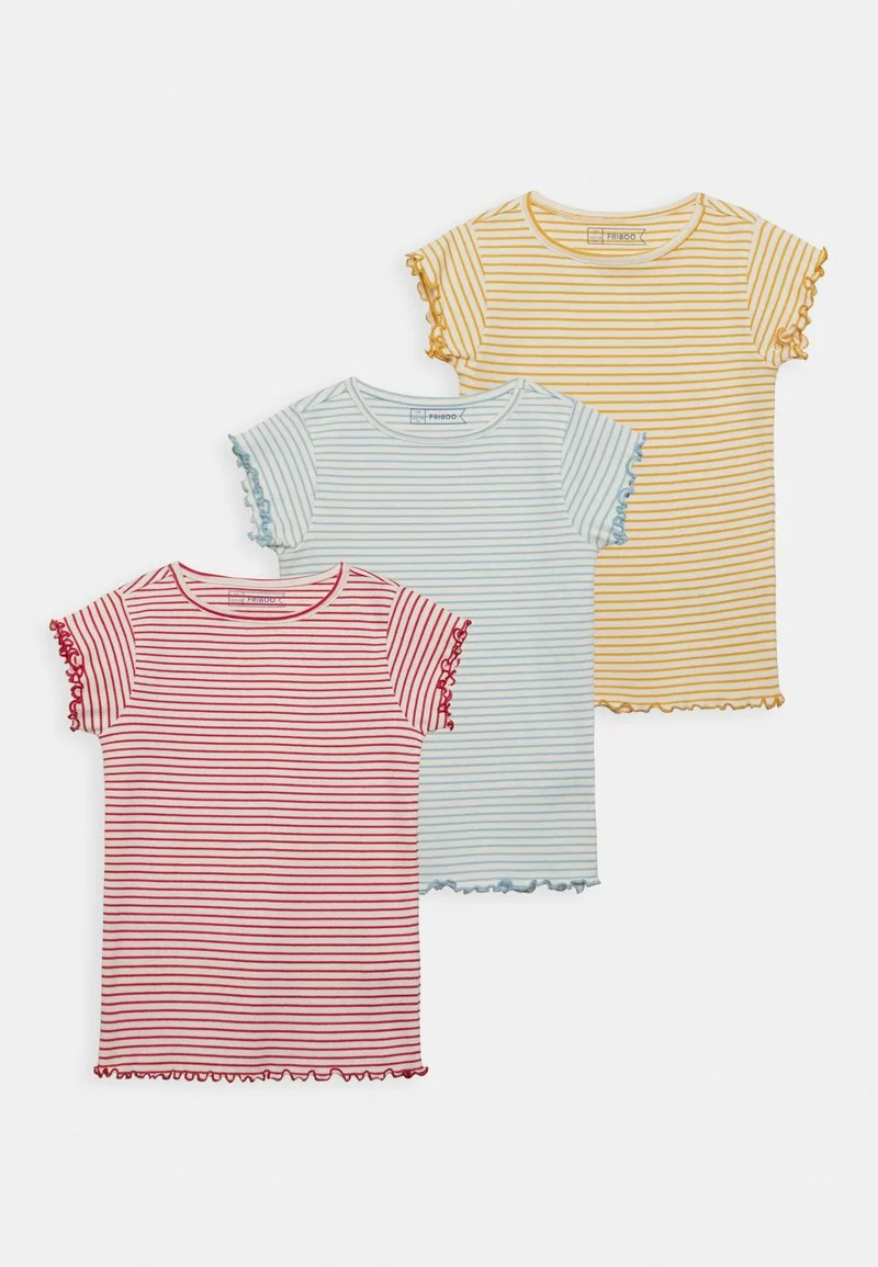 Friboo 3 PACK GIRL RIB TEE - T-Shirt Basic - Blue - 502_yellow - 202_pink - 402, Kinder